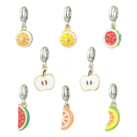 8Pcs 8 Styles Alloy Enamel European Dangle Charms ENAM-CJ0007-04-1