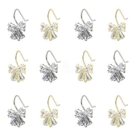 12Pcs 2 Colors Brass Micro Pave Clear Cubic Zirconia Earring Hooks sgZIRC-SZ0003-13-1