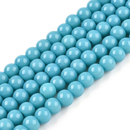 Opaque Solid Color Glass Beads Strands GLAA-T032-P8mm-13A-1