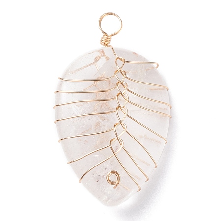 Natural Quartz Crysta Pendants PALLOY-JF01293-01-1