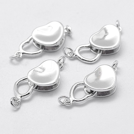 Anti-Tarnish Rhodium Plated 925 Sterling Silver Box Clasps STER-F037-073P-1