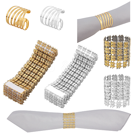 ARRICRAFT 24Pcs 4 Style Alloy Napkin Rings and Plastic Rhinestone with Polyester Napkin Holder Adornment AJEW-AR0001-16-1