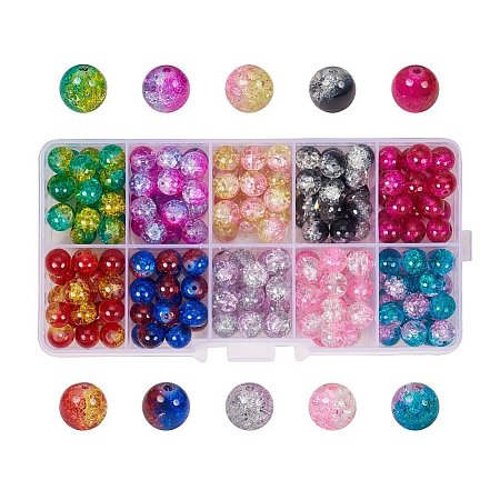 Round Transparent Crackle Glass Beads CCG-X0006-B-WH-1