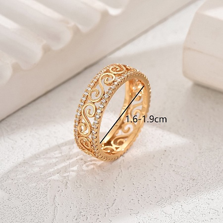 Elegant Cloud Pattern Brass Cubic Zirconia Ring for Women Casual Vacation Wear NW6172-2-1