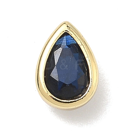 Teardrop Brass Micro Pave Cubic Zirconia Cabochons KK-P345-13G-B09-1