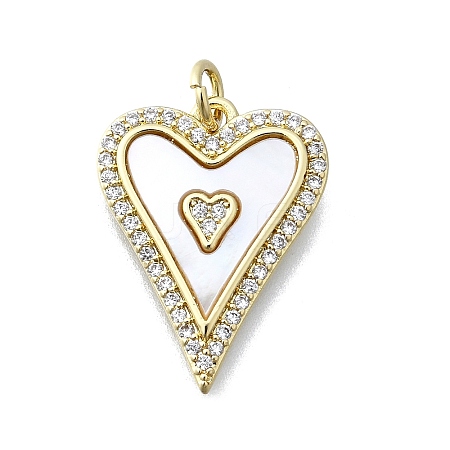 Brass Micro Pave Clear Cubic Zirconia Pendants KK-V010-03G-01-1