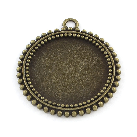 Tibetan Style Flat Round Alloy Pendant Cabochon Settings X-TIBEP-Q045-031AB-NR-1