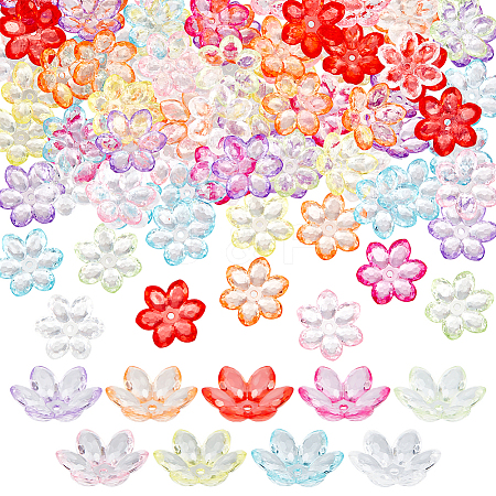 135Pcs 9 Colors Transparent Acrylic Bead Caps OACR-ME0001-28-1
