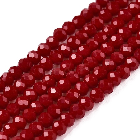 Opaque Solid Color Glass Beads Strands EGLA-T021-02G-1