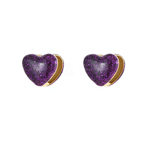 Heart Shape Golden 304 Stainless Steel Hoop Earrings TZ8486-5-1