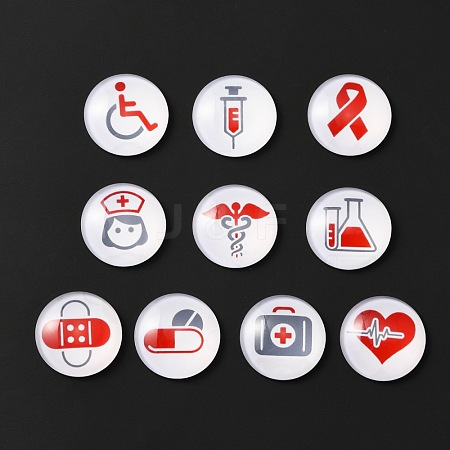 Nurse Sign Glass Cabochons GLAA-WH0015-72B-1