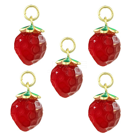 5Pcs Brass with Natural Agate Charms KK-CJ0003-17-1