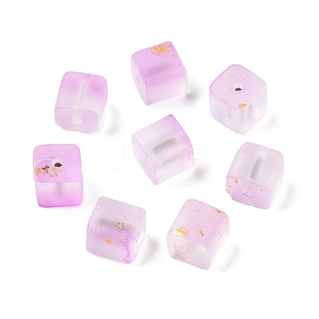 Frosted Glass Beads with Golden Glitter Powder LS-DGLA-NH001-8mm-01I-1