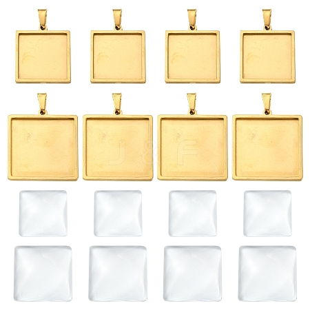 8Pcs 2 Styles 304 Stainless Steel Pendant Cabochon Settings STAS-YW0003-50-1