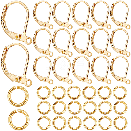 SOFPLATE 200Pcs Brass Leverback Earring Findings KK-SP0001-05G-1