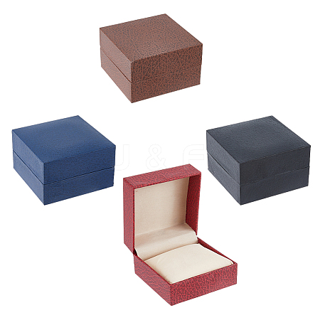 4Pcs 4 Colors Lychee Print Cardboard Watch Storage Gift Box CON-FH0001-54-1