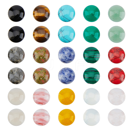 SUPERFINDINGS 30Pcs 15 Style Natural & Synthetic Mixed Gemstone Cabochons G-FH0002-30-1