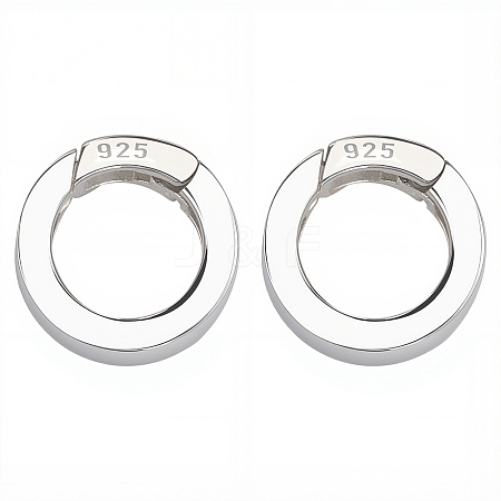 2Pcs 925 Sterling Silver Spring Gate Rings STER-SC0001-36A-1
