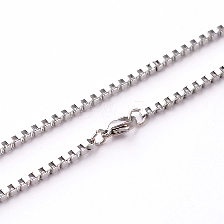 304 Stainless Steel Box Chains Necklaces STAS-O056-A-75-1