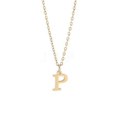 304 Stainless Steel Letter Pendant Necklaces NJEW-LP0001-53P-G-1