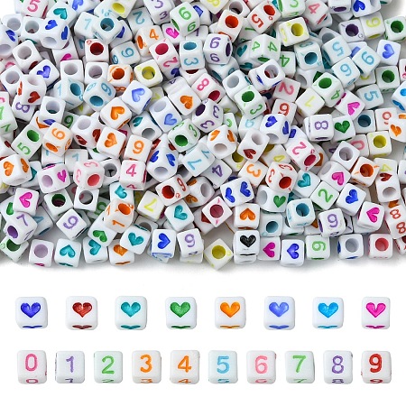 800Pcs 2 Styles Opaque White Acrylic Beads MACR-YW0003-31-1
