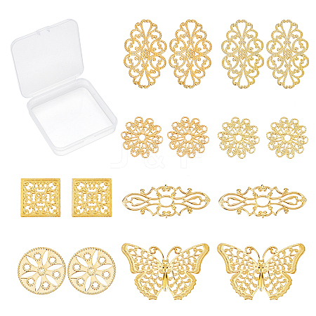 SUNNYCLUE 80PCS 8 Style Brass Filigree Joiners Links KK-SC0002-48-1