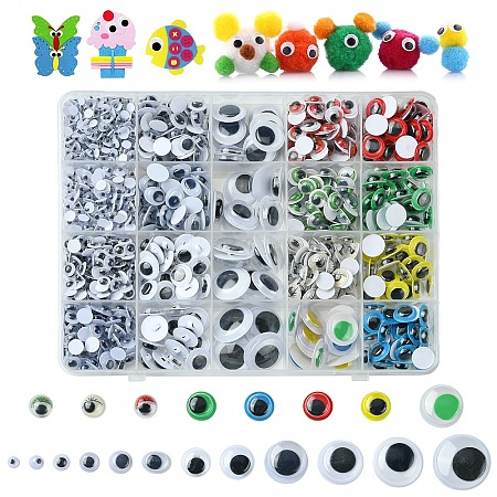 20 Styles Wiggle Googly Eyes Cabochons DIY Scrapbooking Crafts Toy Accessories KY-YW0001-69-1