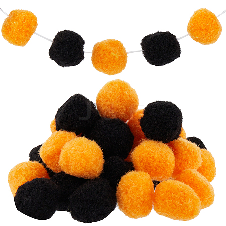 100Pcs 2 Colors Halloween DIY Doll Craft Pom Pom Yarn Pom Pom Balls AJEW-SC0003-18-1