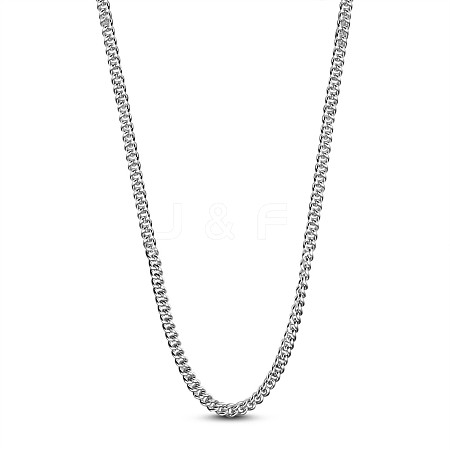SHEGRACE Rhodium Plated 925 Sterling Silver Curb Chain Necklaces JN987A-1