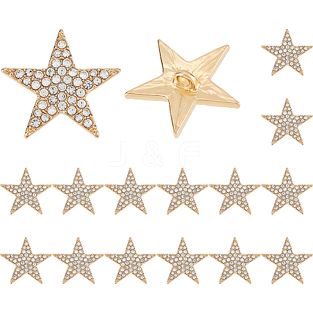 16Pcs Alloy Rhinestone Buttons BUTT-FH0001-031A-1