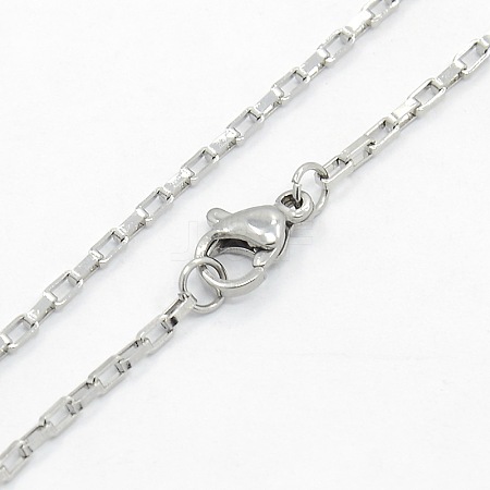 Unisex 304 Stainless Steel Box Chain Necklaces STAS-O037-70P-1