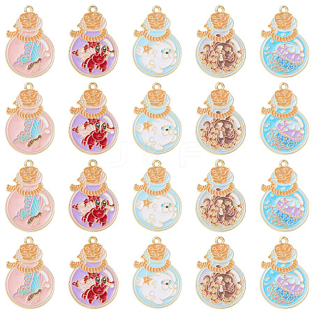 20Pcs 5 Styles Alloy Enamel Pendants ENAM-CJ0005-43-1