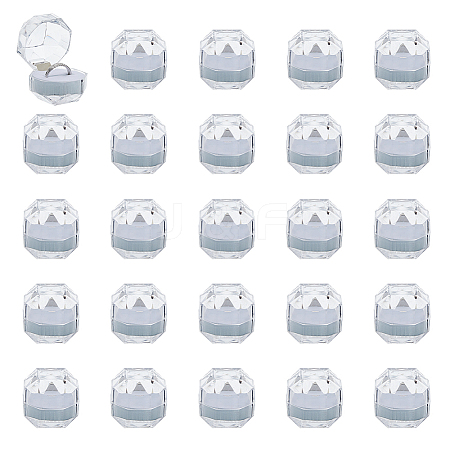 50Pcs Octagonal Transparent Plastic Ring Boxes OBOX-DC0001-02A-1