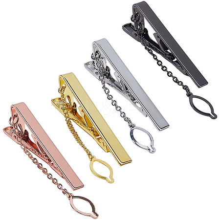 4Pcs 4 Colors 201 Stainless Steel Tie Bar for Men JEWB-FH0002-69-1