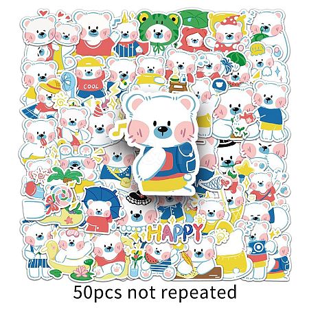 50Pcs Bear PET Waterproof Stickers PW-WG7A8D2-01-1