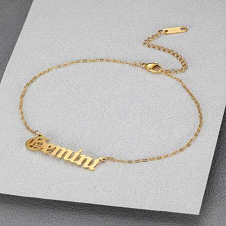 304 Stainless Steel Constellation Word Link Chain Anklets for Women FS-WG5BE8C-10-1