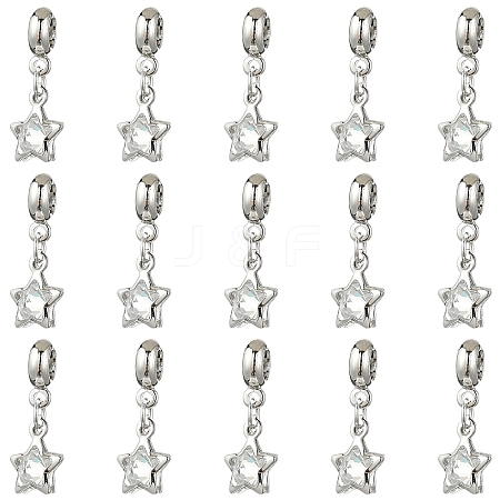 10Pcs Alloy Crystal Rhinestone Star European Dangle Charms MPDL-YW0001-06-1