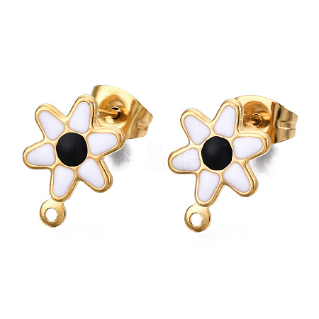 304 Stainless Steel Enamel Stud Earring Findings STAS-T052-43G-01-1