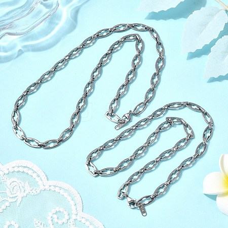 2Pcs 2 Styles 304 Stainless Steel Cross Link Chain Necklaces for Couple NJEW-JN05431-1
