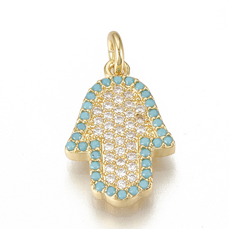Brass Micro Pave Cubic Zirconia Pendants ZIRC-Q015-046G-1