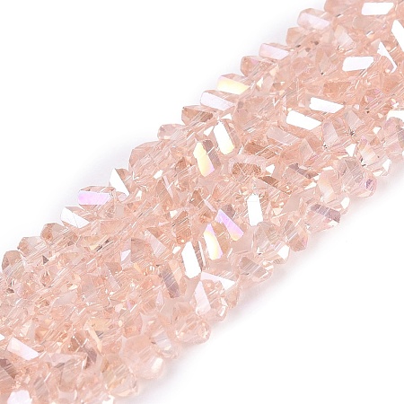 Electroplate Transparent Glass Beads Strands EGLA-Q139-01A-A08-1