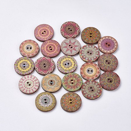 Printed Wooden Buttons WOOD-TAC0003-02F-1