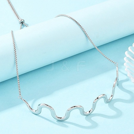 304 Stainless Steel Wavy Line Choker Slider Necklaces NJEW-Z106-01P-1