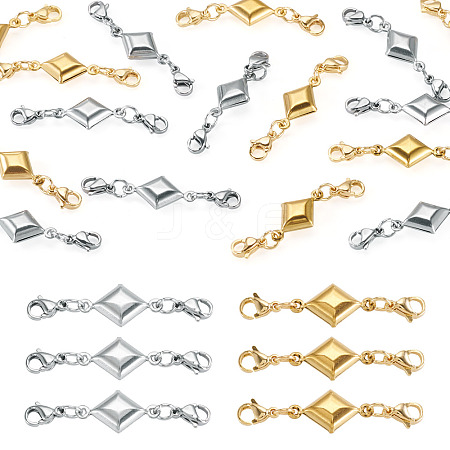 16Pcs 2 Style 304 Stainless Steel Lobster Claw Clasps PALLOY-TAC0264-1