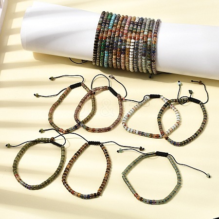 Natural Gemstone & Non-magnetic Hematite Beaded Adjustable Bracelets for Unisex BJEW-K251-09-1