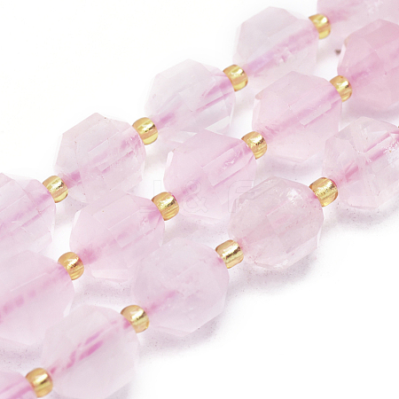  Jewelry Beads Findings Natural Rose Quartz Beads Strands, Faceted, Round, 9~10mm, Hole: 1mm; about 31~33pcs/Strand, 14.5"~15.9"(37~40.5cm)