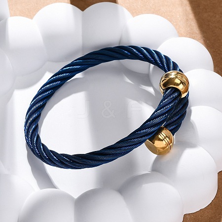 304 Stainless Steel Torque Bangles for Women BJEW-P310-22BL-1
