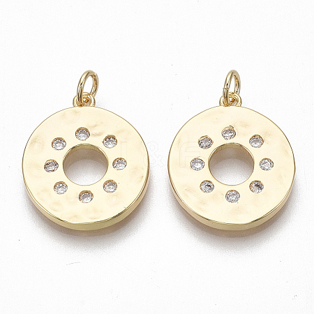 Brass Micro Pave Clear Cubic Zirconia Pendants KK-S356-009G-NF-1