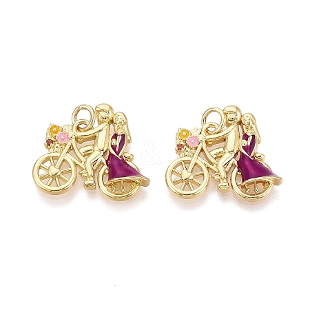 Valentine's Day Brass Enamel Pendants KK-Q072-02G-1