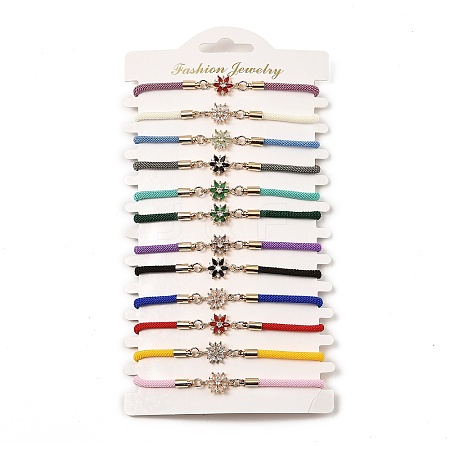 12Pcs 12 Colors Polyester Bracelets BJEW-P340-06G-1